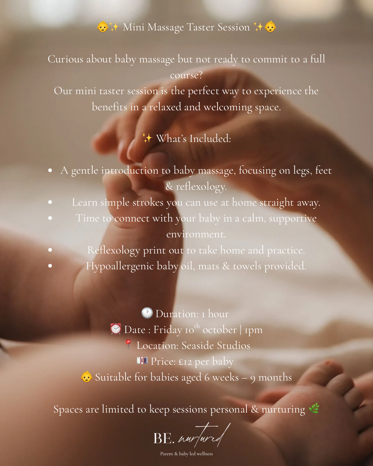 MINI BABY MASSAGE TASTER SESSION FRIDAY 10th OCTOBER